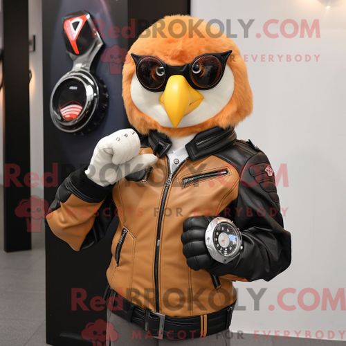 Personnage De Costume De Mascotte Redbrokoly Rose Rouille Habillé Avec Un Gilet Et Des Écharpes