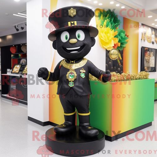 Costume Mascotte Redbrokoly De Pot D Or Noir Personnage Habillé Avec Un Short Et Des Bérets