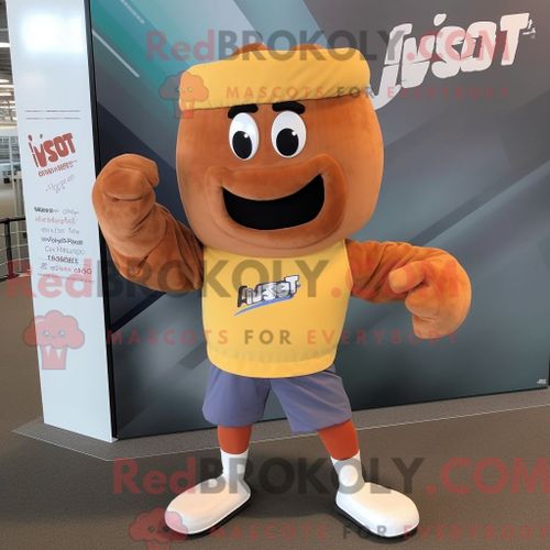 Mascotte Redbrokoly De Gant De Boxe Magenta Personnage Habillé Avec Une Robe De Soirée Et Des Bracelets