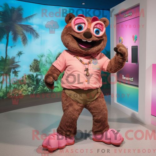 Personnage De Costume De Mascotte Redbrokoly De Corned-Beef Et De Chou Habillé Avec Une Combinaison Et Des Pinces À Cheveux