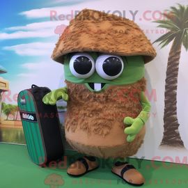 Costume Mascotte Redbrokoly D Olive Jambalaya Personnage Habillé D Un Bikini Et De Sacs Messager