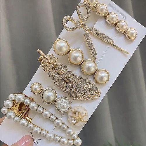 Pince À Cheveux En Cristal Acrylique Pour Femmes Et Filles, Avec Strass, Géométrique, Plume, Grande Perle, Épingles À Cheveux, Couvre Chef, Accessoires Pour Cheveux 