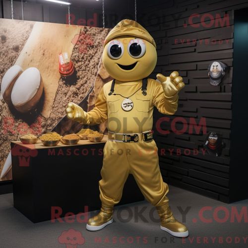 Personnage Mascotte Redbrokoly De Shakshuka Doré Habillé D Un Pantalon Cargo Et De Bracelets