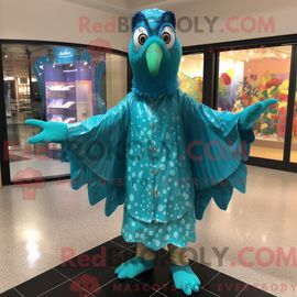Costume Mascotte Redbrokoly De Tranche De Pizza Bleue Personnage Habillé Avec Une Chemise En Popeline Et Des Casquettes