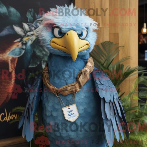 Personnage De Costume De Mascotte Redbrokoly D Aigle De Cyan Haast Habillé Avec Un Jean Et Des Colliers