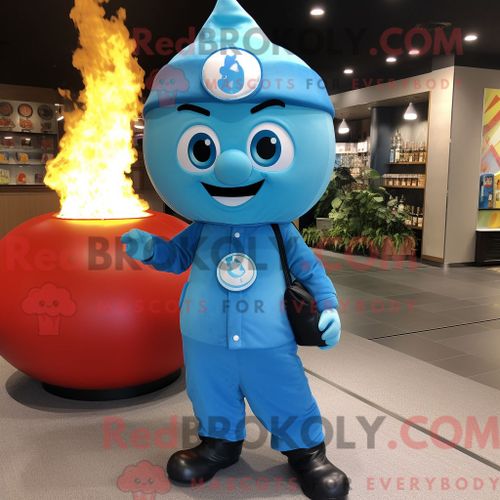 Costume de mascotte REDBROKOLY de pompier cyan habillé d une robe