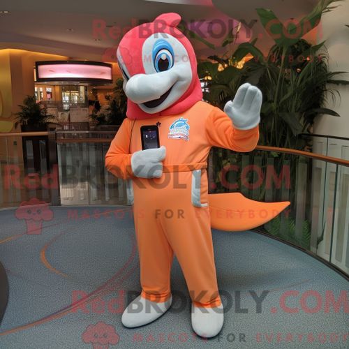 Costume De Mascotte Redbrokoly De Dauphin Pêche Personnage Habillé D Une Combinaison Et De Montres-Bracelets