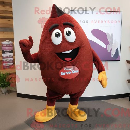 Costume De Mascotte Redbrokoly De Mango Marron Habillé Avec Une Barboteuse Et Des Lacets De Chaussures