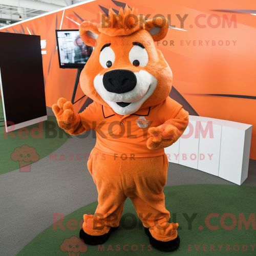 Costume De Mascotte Redbrokoly De Mango Marron Habillé Avec Une Barboteuse Et Des Lacets De Chaussures