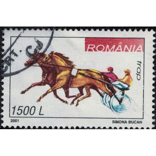 Roumanie 2001 Oblitéré Used Course De Chevaux Attelage Sous Harnais Y&t Ro 4721 Su