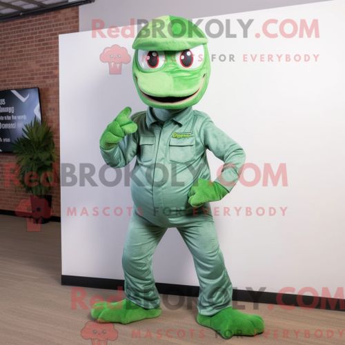 Personnage De Costume De Mascotte Redbrokoly De Python Vert Habillé Avec Un Jean Bootcut Et Des Écharpes