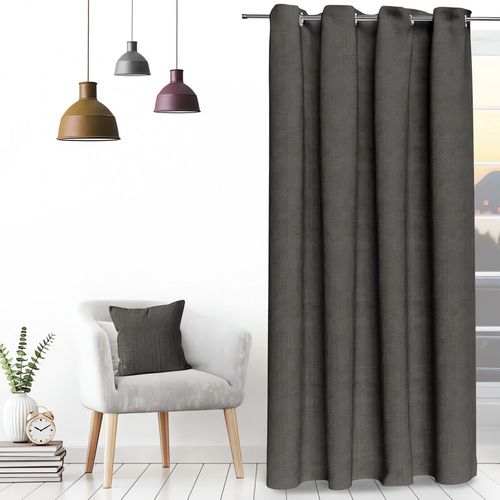 Rideau Oeillets En Velours Velvet Anthracite, Par Soleil D'ocre