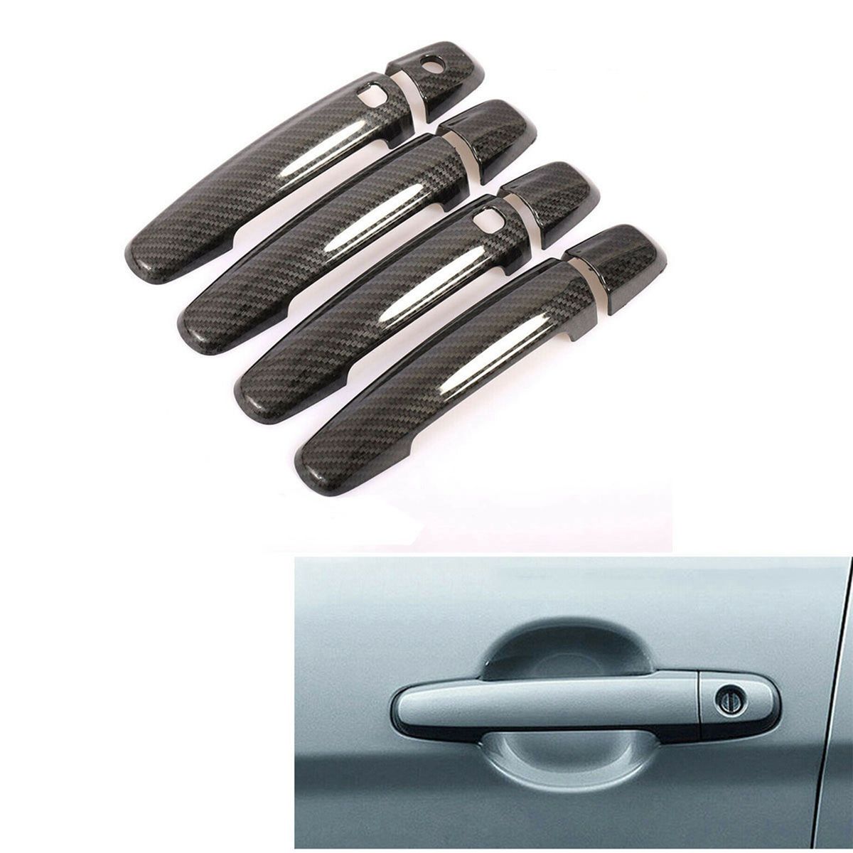 2x Garniture Chrome Pour Poigne De Porte En Fibre Abs Voit... - 2