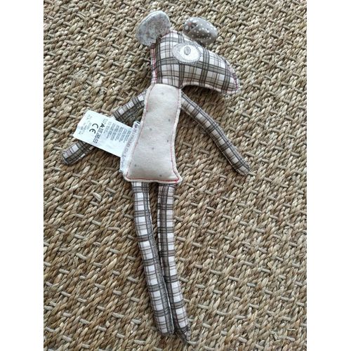 Doudou Souris Semi Plat Vertbaudet Miracle Of Love Beige Tissu Écossais À Carreaux Pois