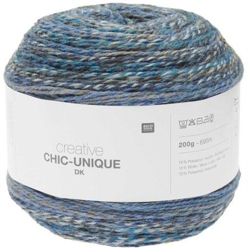 Pelote De Laine À Tricoter Creative Chic Unique Dk - 200gr - Rico Design 013 Bleu Sky