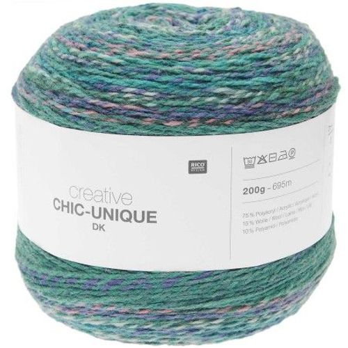 Pelote De Laine À Tricoter Creative Chic Unique Dk - 200gr - Rico Design 011 Bleu Ocean