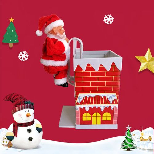 Poupées Électriques De Noël, Jouets D'escalade Électriques Mignons Et Intéressants, Figurines Du Père Noël, Décorations De Noël Avec Musique