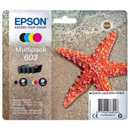 Epson 603 Multipack (Etoile de mer) - Pack 4 Cartouches d'encre originales - noir, cyan, magenta, jaune