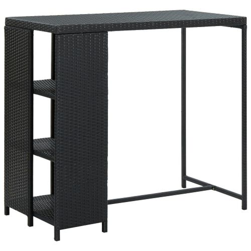 Vidaxl Table De Bar Avec Rangement Noir 120x60x110 Cm Résine Tressée