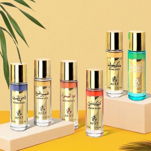 Lot De 6 Parfums À Bille 30ml Ayat Perfumes Homme ?Dubai Night, Amber Oud, Oud Desert, Creek Dubai, Musk Gold, Musk Mood, 