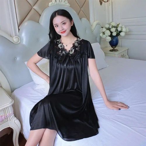 Pyjama En Satin De Soie Pour Femmes,Vêtements De Nuit Sexy,Couleur Champagne,Grande Taille