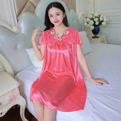 Pyjama En Satin De Soie Pour Femmes,Vêtements De Nuit Sexy,Couleur Champagne,Grande Taille