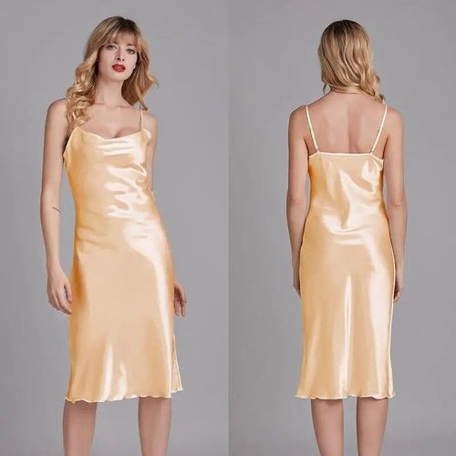 Robe De Nuit Longue En Satin Pour Femmes,Lingerie Intime,Vêtements De Nuit,Longue,Bretelles,