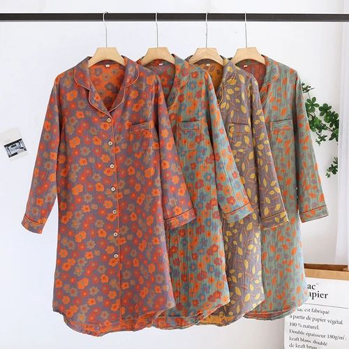 Cardigan Fin À Manches Longues Pour Femmes,Vintage,Imprimé Floral,En Coton,Pour La Maison,Quatre Saisons
