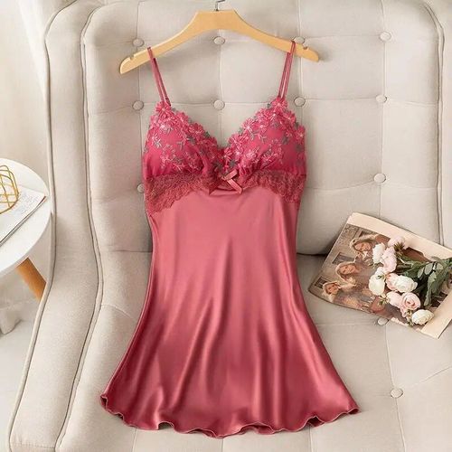 Robe De Nuit Sexy En Satin Et Dentelle,Bretelles,Dos Nu,Lingerie,Pour La Maison