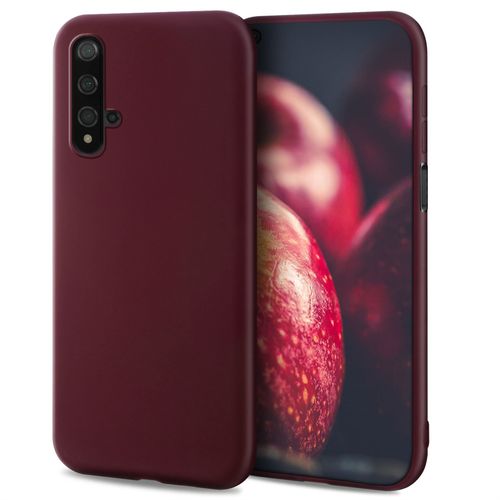 Moozy Minimalist Series Coque En Silicone Pour Huawei Nova 5t Et Honor 20, Vin Rouge - Finition Mate, Étui Fin Et Mince De Tpu Souple Case Cover