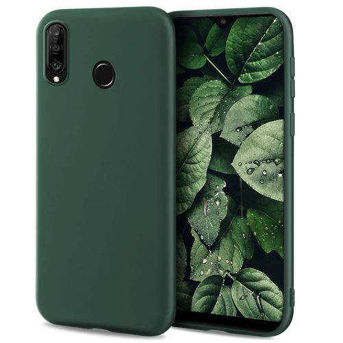 Moozy Minimalist Series Coque En Silicone Pour Huawei P30 Lite, Vert Foret - Finition Mate, Étui Fin Et Mince De Tpu Souple Case Cover