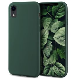 Moozy Minimalist Series Coque En Silicone Pour Iphone Xr, Vert Foret - Finition Mate, Étui Fin Et Mince De Tpu Souple Case Cover