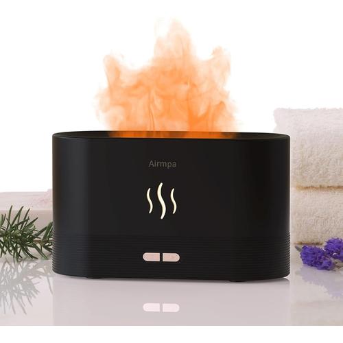 Noir Noir Diffuseur D'arômes avec Effet Flamme,180 ML Diffuseur et humidificateur D'huiles Essentielles, Peut Ajouter De