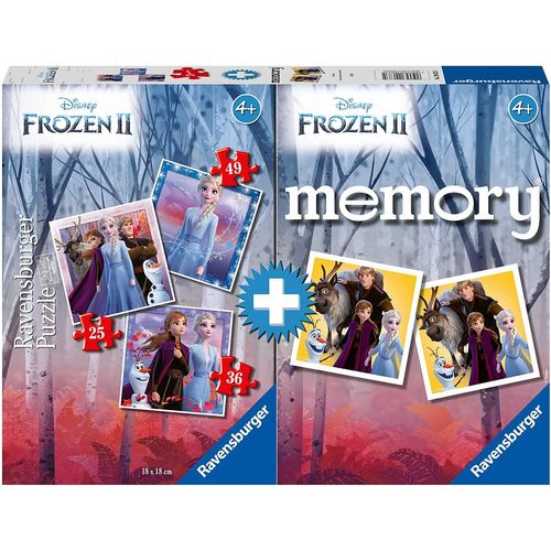 Multipack - Memory Et 3 Puzzles - La Reine Des Neiges 2 - 25, 36 Et 49 Pièces