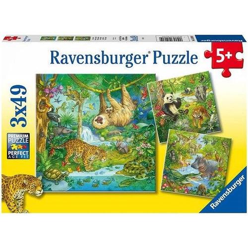 3 Puzzles - Jungle Animals - 49, 49 Et 49 Pièces