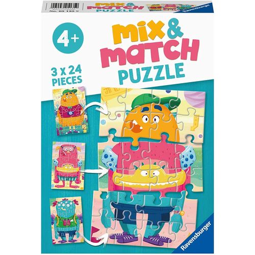 Mix And Match Puzzles - Monsters - 24, 24 Et 24 Pièces