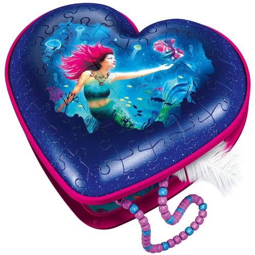 Puzzle 3d - Boite Coeur - Sirène - 54 Pièces