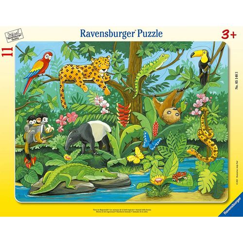 Puzzle Cadre - Animaux De La Forêt Tropicale - 11 Pièces