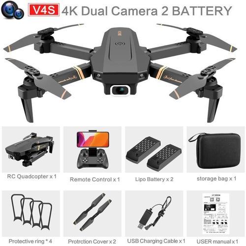 Drone Rc Pliable Hd 4k Grand Angle Caméra Wifi Avec Double Caméra Quadrirotor Et 2xbatteries-Richie