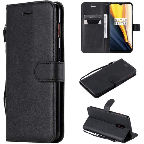 Oneplus 7, Etui Compatible Pour Oneplus 7, Livre En Cuir Avec Couverture Et Portefeuille, Housse De Protection Avec Fente Pour Carte Et Portefeuille, Fermeture Magnetique (Noir)