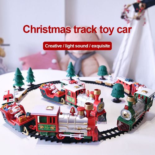 Ensemble de train de vacances de Noël classique, ensemble de train électrique à piles, décorations de Noël, cadeau sous le sapin de Noël