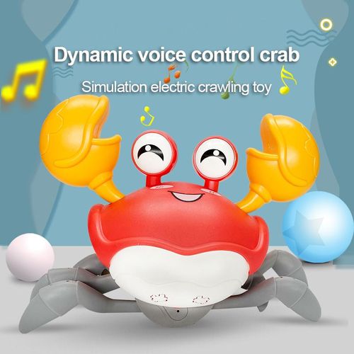 Jouet De Crabe Rampant Pour Bébé Avec Musique Et Lumières Led, Évite Automatiquement Les Obstacles, Batterie Rechargeable Intégrée