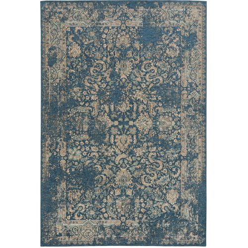 Tapis Vintage Tissé À Plat Frencie Bleu 100x160 Cm - Tapis Poil Ras / Effet Usé