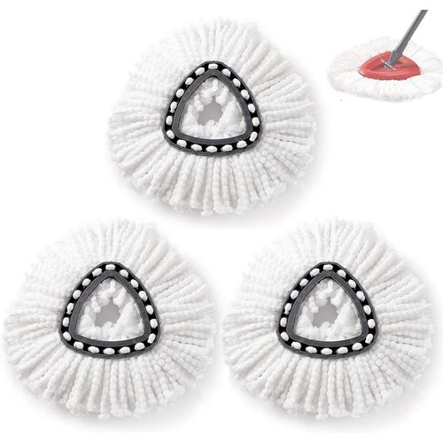 Tête De Remplacement De Vadrouille, 3 Pièces Têtes De Recharge De Vadrouille En Microfibre Pour Vileda/O-Cèdar Spin Mop