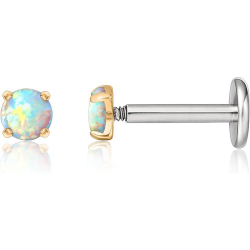 18g Titane Piercing Tragus, 2pcs Piercing Labret Lvre Bouche Avec Cz Opale, Filetage Intrieur Piercing Oreille Cartilage, Piercing Helix Pour Nombril Langue Sourcil Septum Nez Oreille