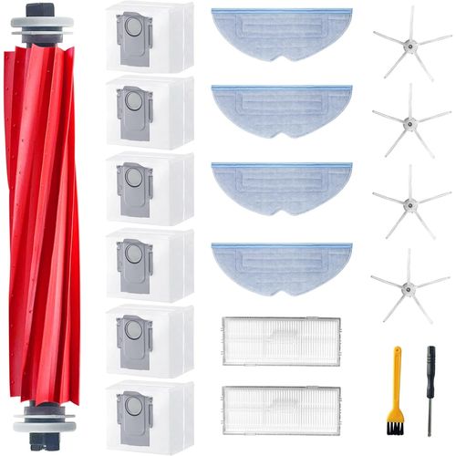 19 Accessoires Pour Roborock S7 Maxv Ultra/S7 Pro Ultra/S7 Max Ultra Remplacement Kit De Rechange 1 Brosse Principale 6 Sacs  Poussire 4 Serpillire 2 Filtres 4 Blanc Brosses Lat[SSE7111829]