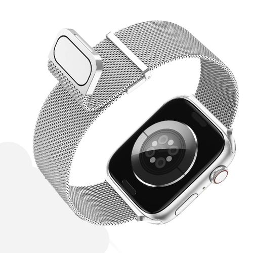 Bracelet Pour Apple Watch 38mm 40mm 41mm Series 9 8 7 6 5 4 3 2 1 Se Metal Magnetic En Acier Inoxydable Crochet Argent - Visiodirect