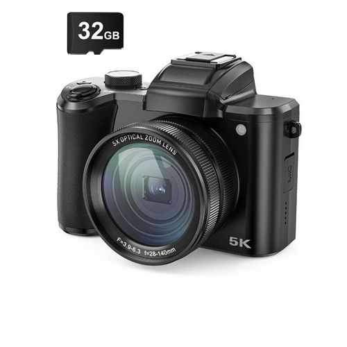 Appareil photo numérique 5K avec deux caméras avant et arrière,carte 32G