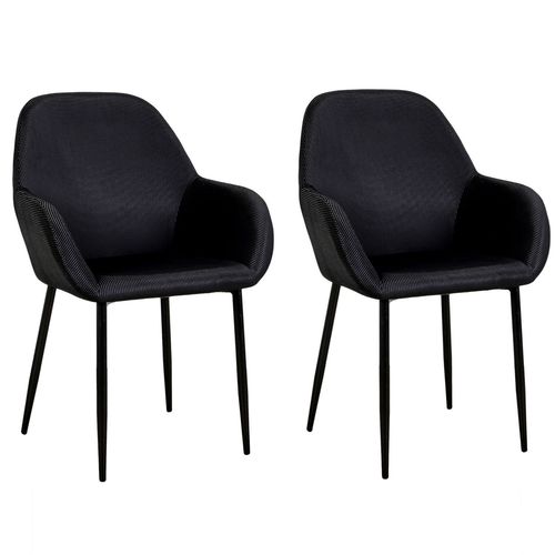 2 Fauteuils De Table Design Velours Giulia - Noir