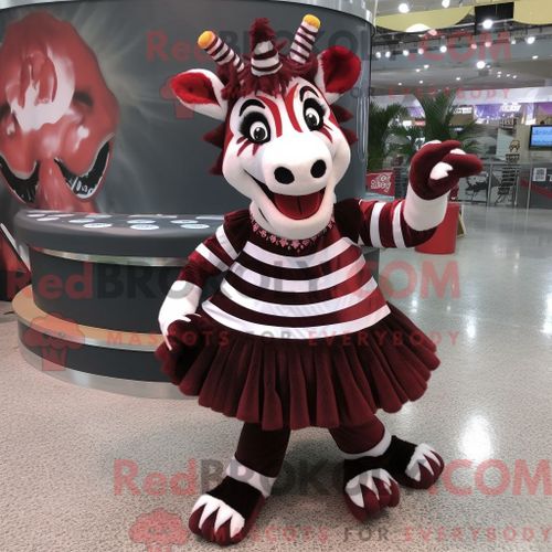 Costume De Mascotte Redbrokoly De Zèbre Marron Habillé D Une Jupe Circulaire Et De Pinces À Cheveux